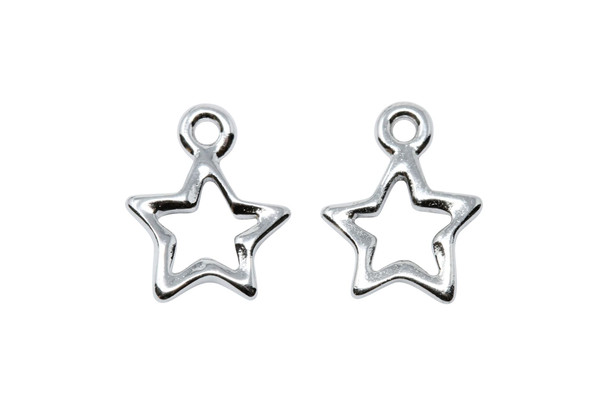 White Bronze Plated 10.5x13mm Open Star Charm