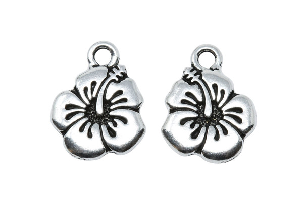 Hibiscus Charm - Silver Plated