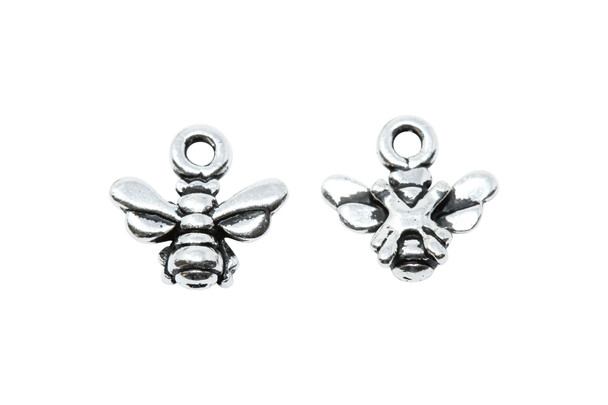 Small Honeybee Charm - Silver Plated