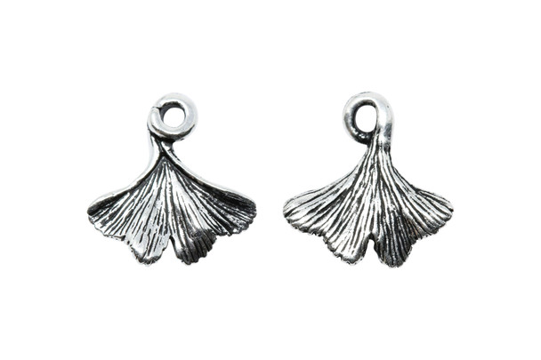 Ginkgo Leaf Charm - Silver Plated