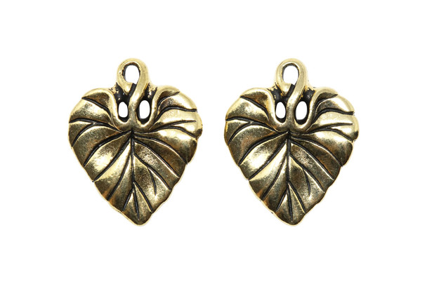 Gold Plated 15x18.5mm Violet Leaf Charm