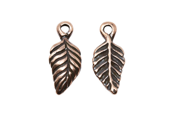 Copper Plated 6.75x15mm Birch Leaf Charm