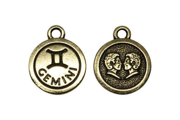 Gold Plated 15.75x18.75mm Gemini Charm