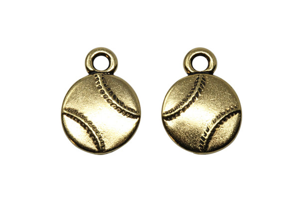 Gold Plated 12.8x17.1mm Baseball Charm