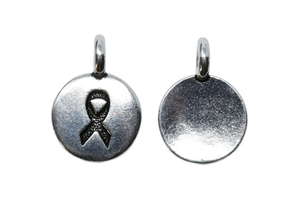 Silver Plated 11.6x16.6mm Ribbon Charm