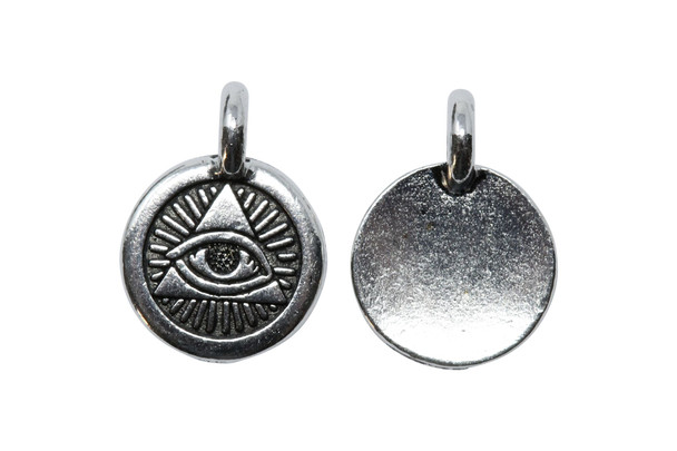 Silver Plated 12.1x16.6mm Eye of Providence Charm
