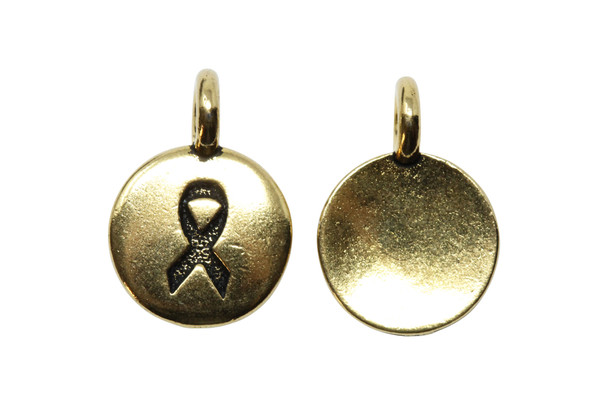Gold Plated 11.6x16.6mm Ribbon Charm