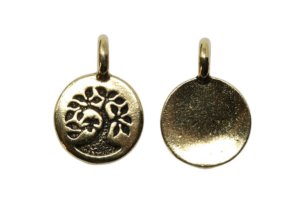 Gold Plated 11.6x16.6mm Tree Charm
