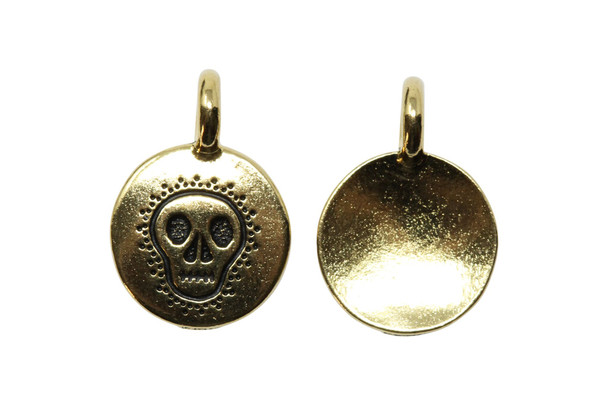 Gold Plated 11.6x16.6mm Skull Charm