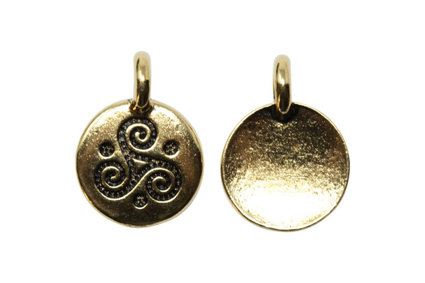 Gold Plated 12.1x16.6mm Triple Spiral Charm