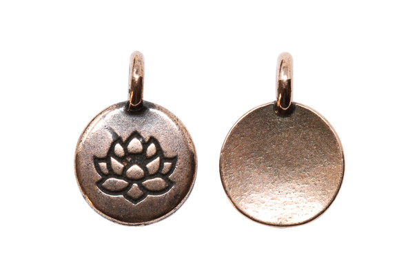 Copper Plated 11.6x16.6mm Lotus Round Charm