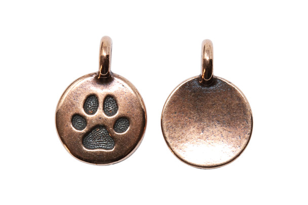 Copper Plated 11.6x16.6mm Paw Charm