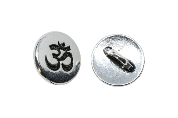 Silver Plated 12x12mm Small Om Button