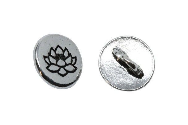 Silver Plated 12x12mm Small Lotus Button