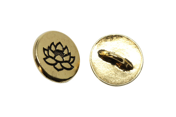 Gold Plated 12x12mm Small Lotus Button