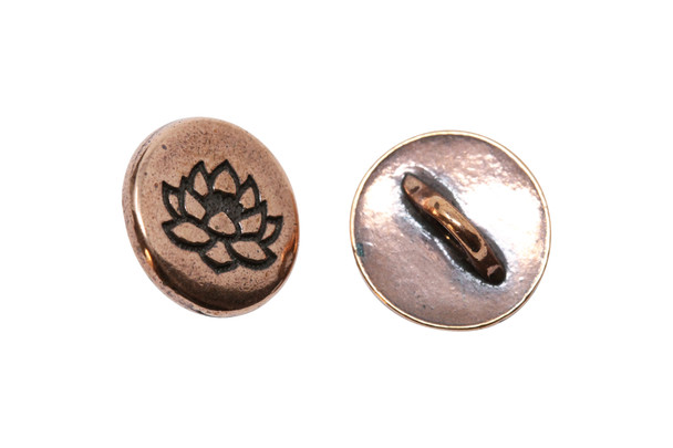Copper Plated 12x12mm Small Lotus Button