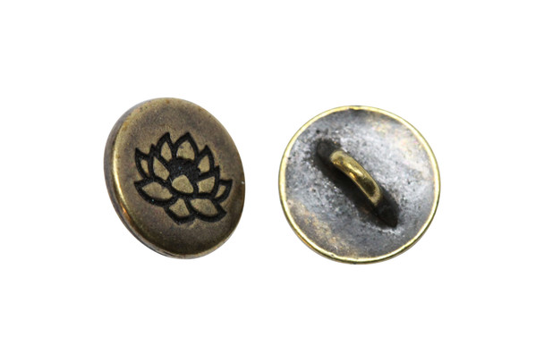 Brass Plated 12x12mm Small Lotus Button