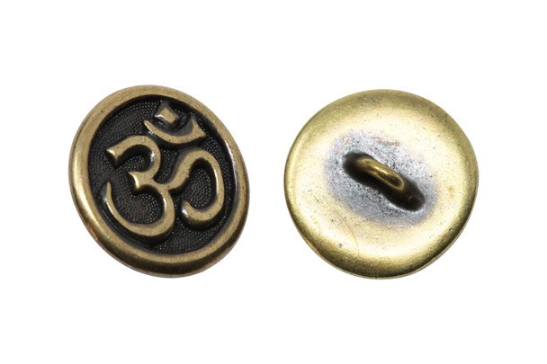 Brass Plated 17x17mm Om Button