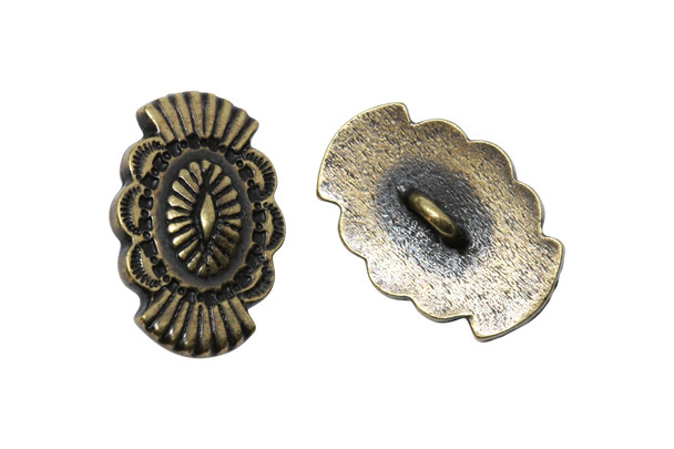 Western Button  - Brass Plated