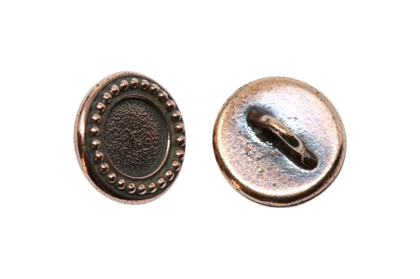 Copper Plated 12x12mm Beaded Bezel Button