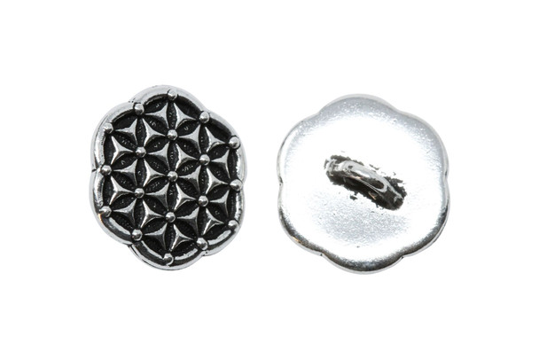 Silver Plated 16x16mm Flower of Life Button