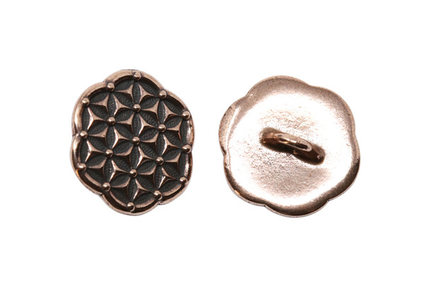 Copper Plated 16x16mm Flower of Life Button