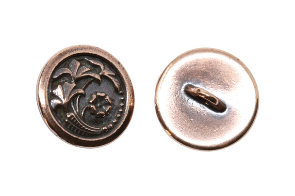 Copper Plated 17x17mm Czech Flower Button