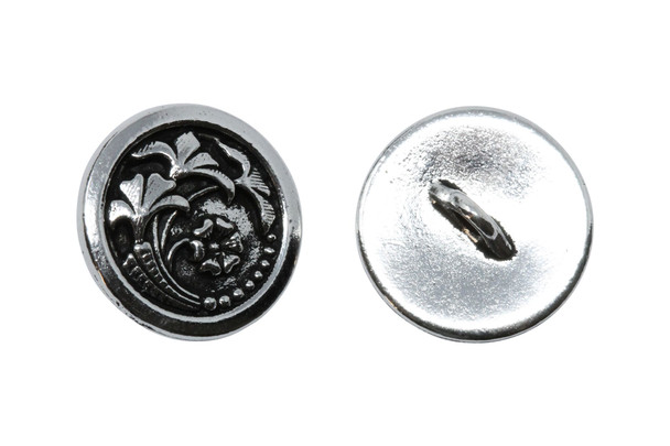 Silver Plated 17x17mm Czech Flower Button
