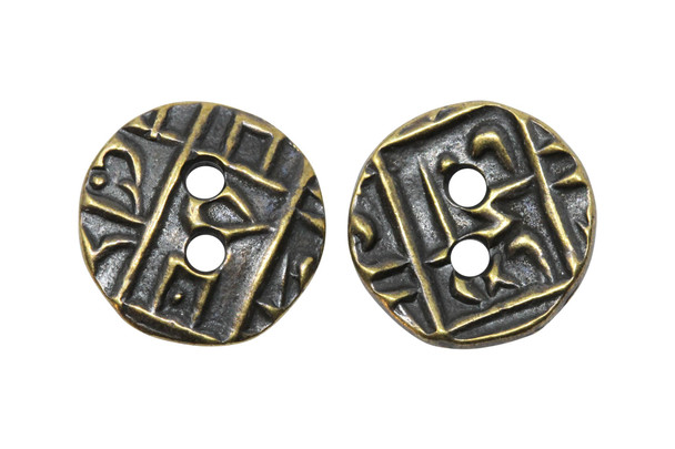 Coin Button - Antique Brass