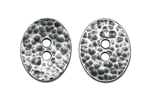 Distressed Oval Button - Antique Pewter