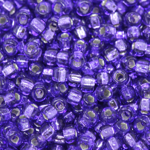 Size 8 Miyuki Seed Beads -- 29 Medium Purple / Silver Lined