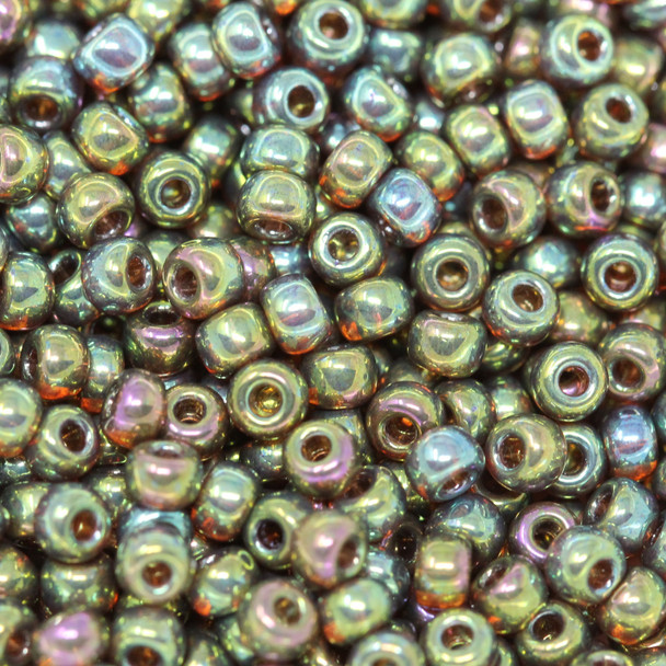 Size 8 Miyuki Seed Beads -- 318I Dark Topaz Olivine / Gold Luster