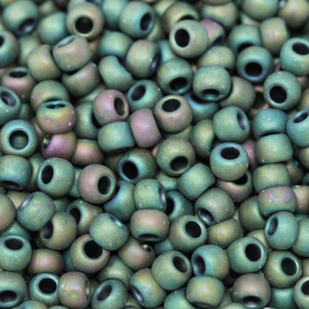 Size 8 Toho Seed Beads -- F463C Peridot Iris Matte
