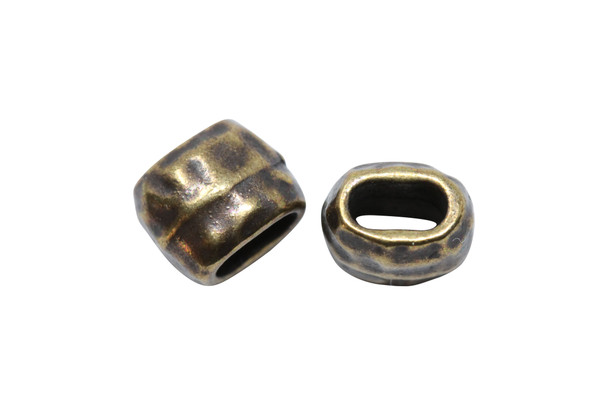 Brass Plated 4x2mm Distressed Barrel Bead