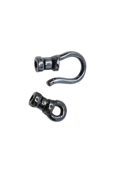 Gunmetal 1mm Crimp End Hook and Eye Clasp - Sold as a Set