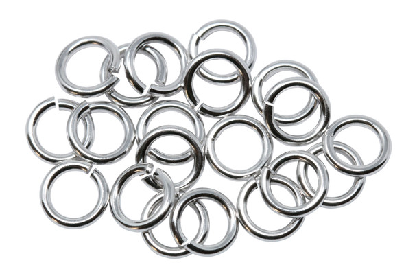 Rhodium Plated 7.5mm Round 16 Gauge OPEN Jump Rings - 20 Pieces