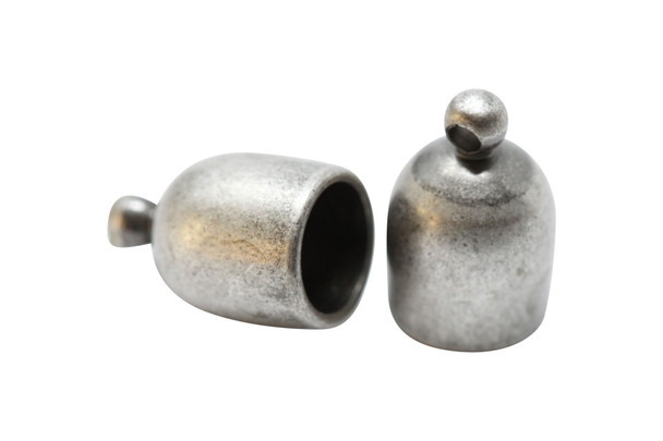 Antique Silver Plated 6mm Bullet End Caps - 1 Pair