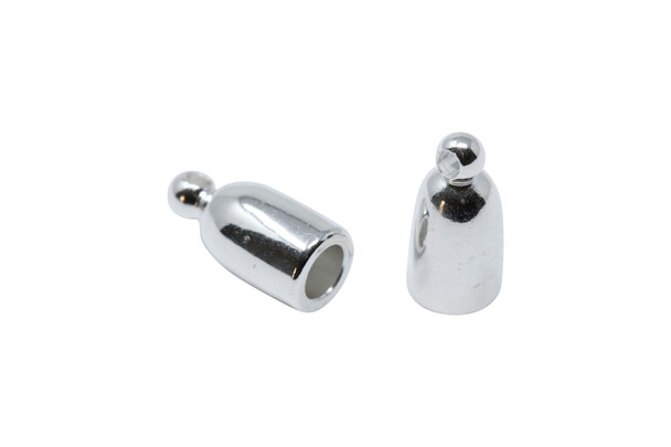 Silver Plated 3mm Bullet End Caps - 1 Pair