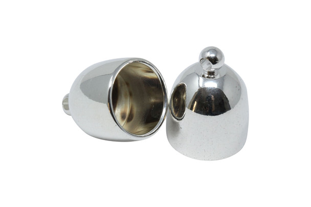 Silver Plated 12mm Bullet End Caps - 1 Pair