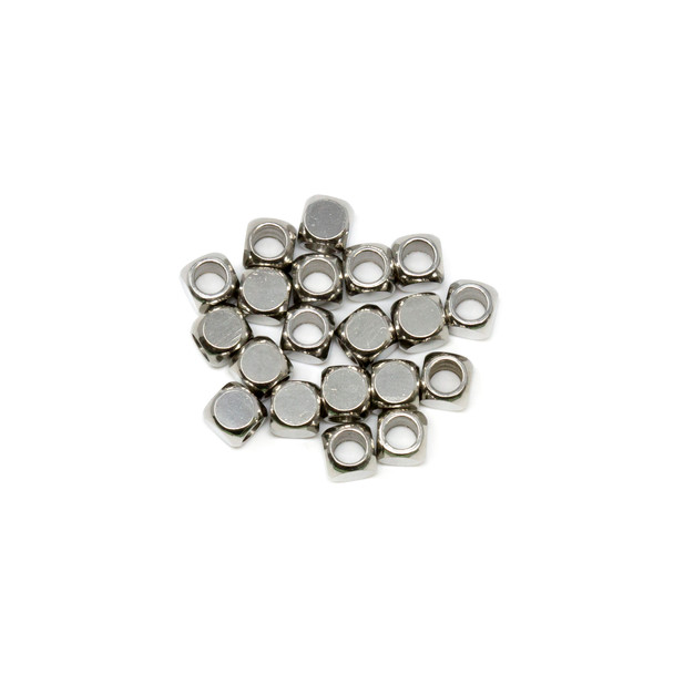 Stainless Steel 4mm Cube Beads - 3mm Hole - 20 pieces