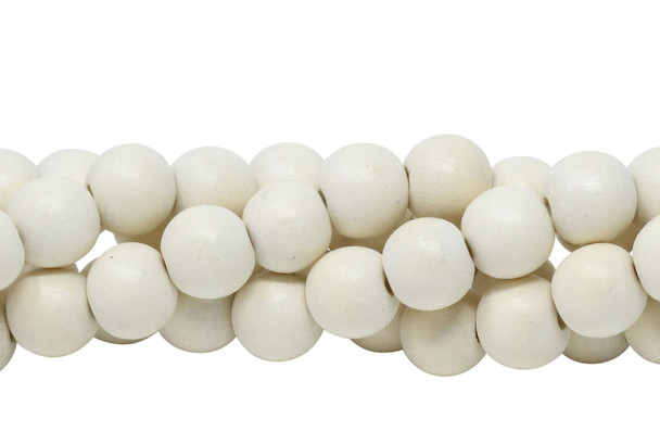 White Wood Polished 10mm Round