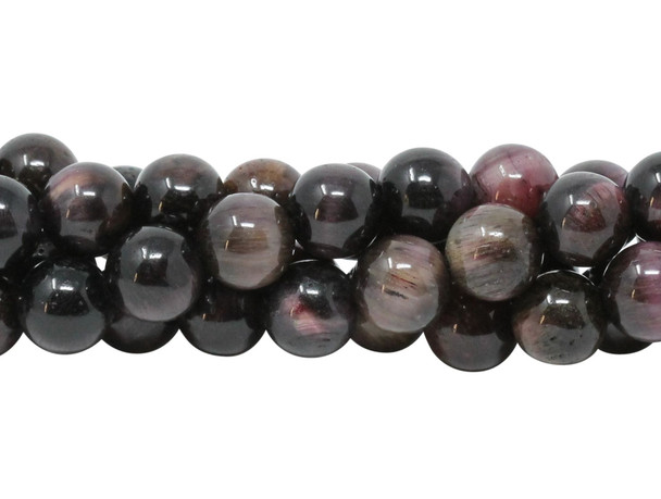 Tiger Eye Maroon and Pink Dyed Polished 8mm Round