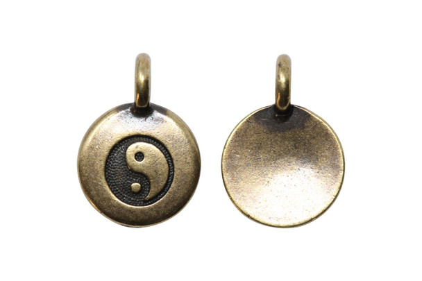 Brass Plated 11.6x16.6mm Yin Yang Charm