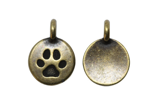 Brass Plated 11.6x16.6mm Paw Charm