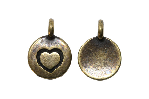 Brass Plated 11.6x16.6mm Heart Charm