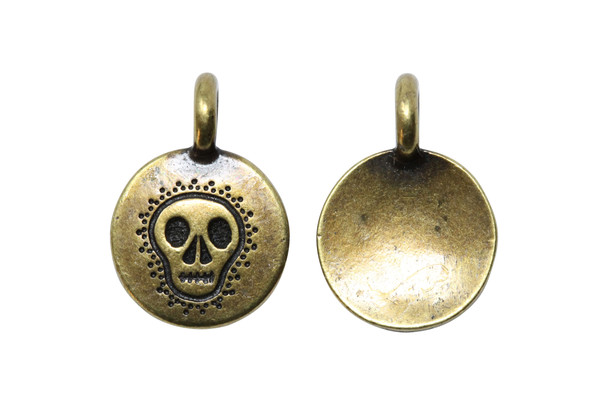 Brass Plated 11.6x16.6mm Skull Charm
