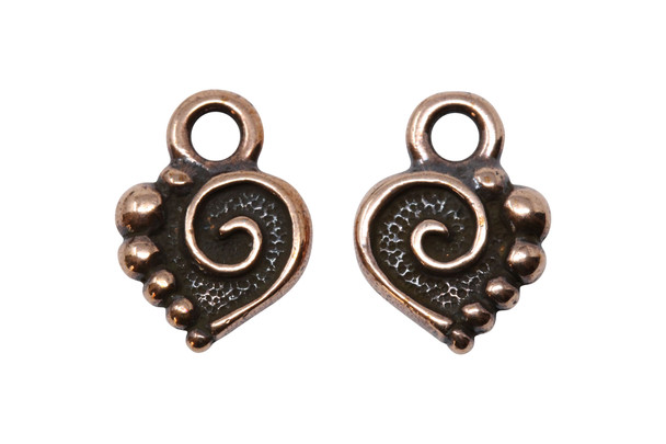 Copper Plated 9.75x12.75mm Spiral Heart Charm