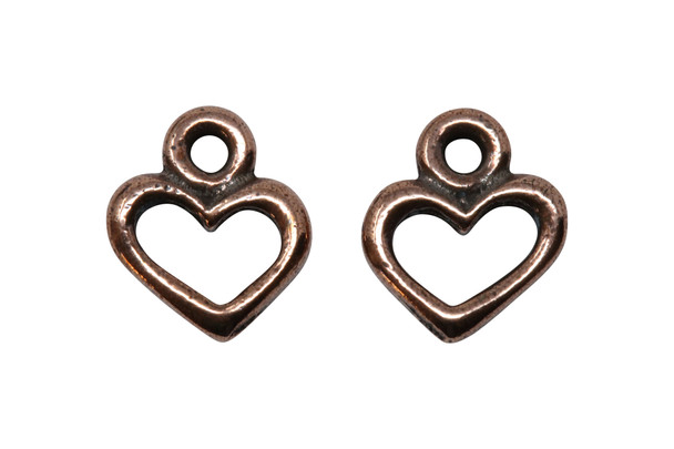 Copper Plated 8.25x9.5mm Open Heart Charm