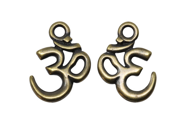 Small Om Charm - Brass Plated