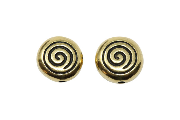Gold Plated 7.5x7.75mm Spiral Bead